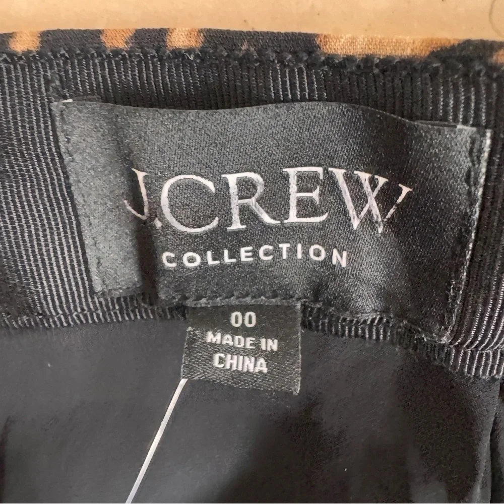 J Crew Pleated Knee Length Fit Flare Skirt Leopard Print Womens Size 00